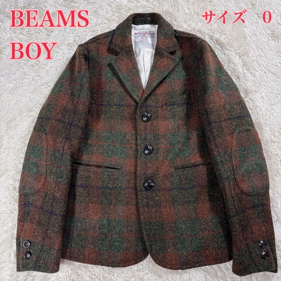 BEAMS BOY ジャケット ハリスツイード コラボ エルボーパッチ チェック