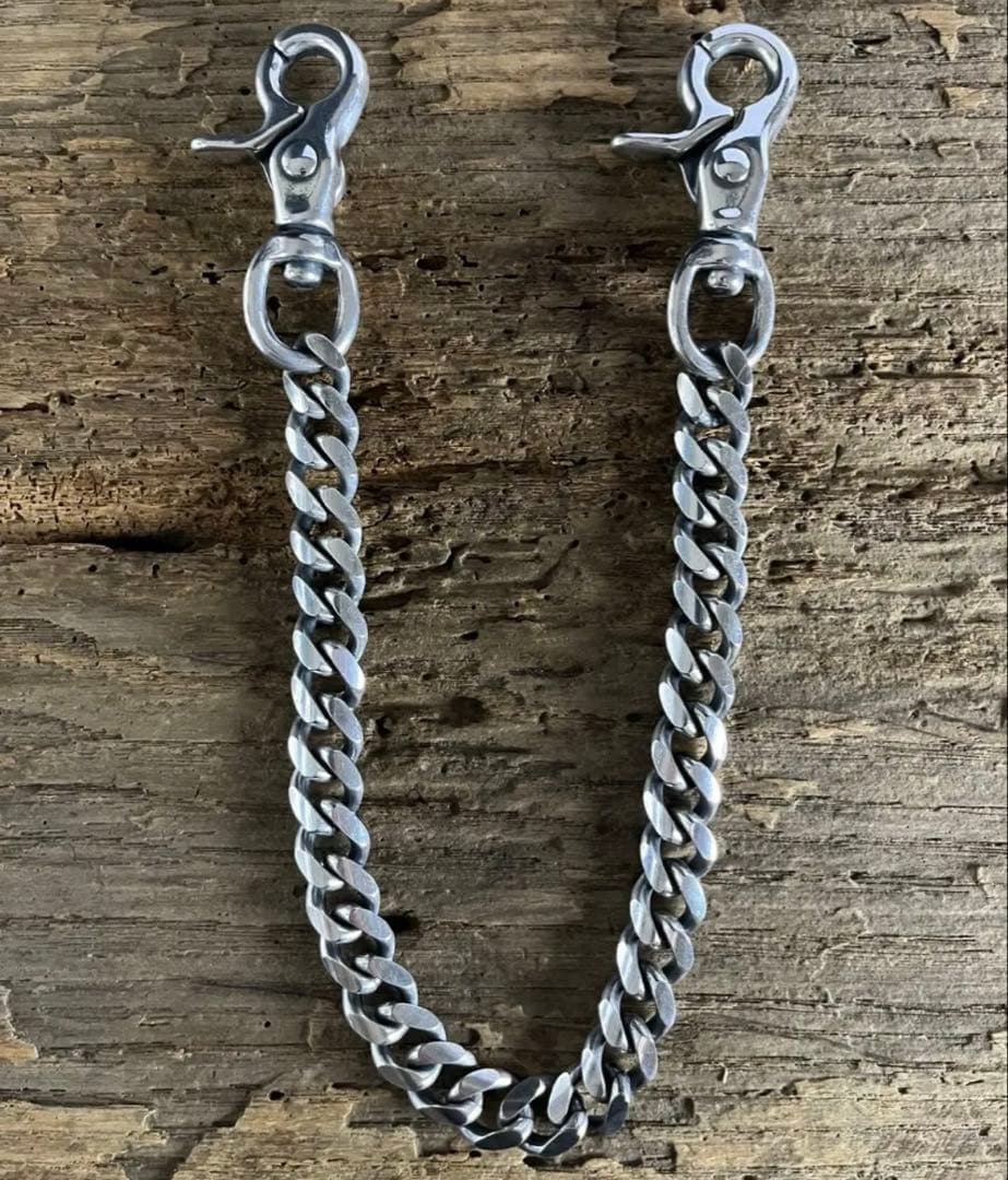 日本製 ウォレットチェーン ダブルクリップ 40cm 純銀 シルバー