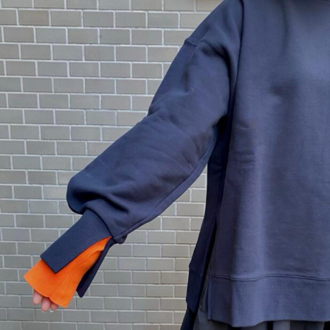 nagonstans レイヤードネックプルオーバー M ネイビー／オレンジ