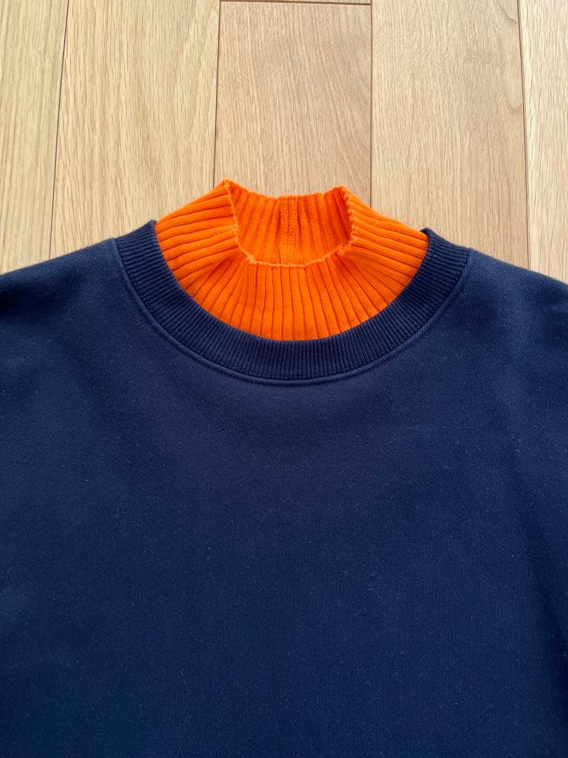 nagonstans レイヤードネックプルオーバー M ネイビー／オレンジ