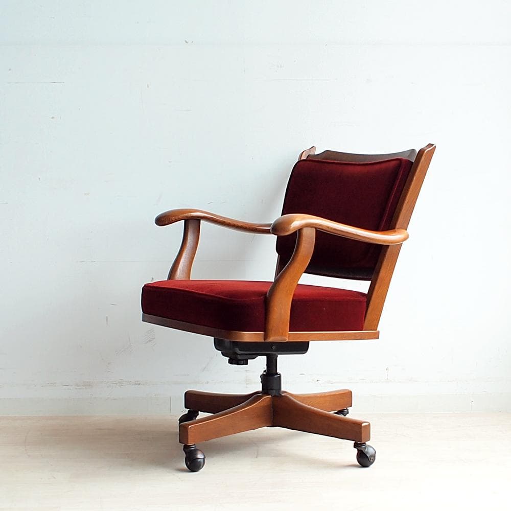 オールドカリモク コロニアル デスクチェア アーム付 ビンテージ ZR24114