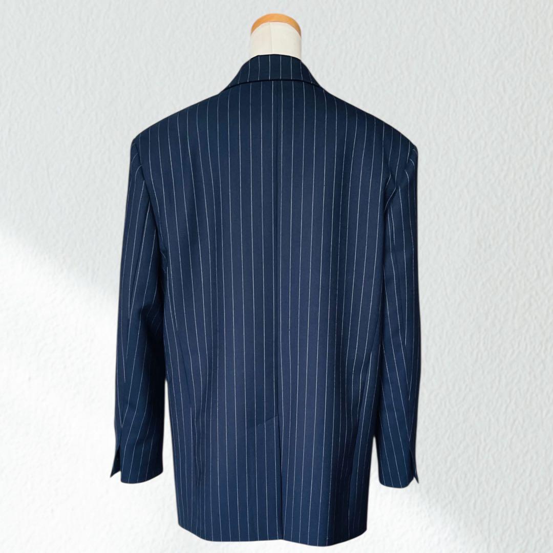 SANDRO サンドロ ネイビー ジャケット 36 紺 ピンストライプ