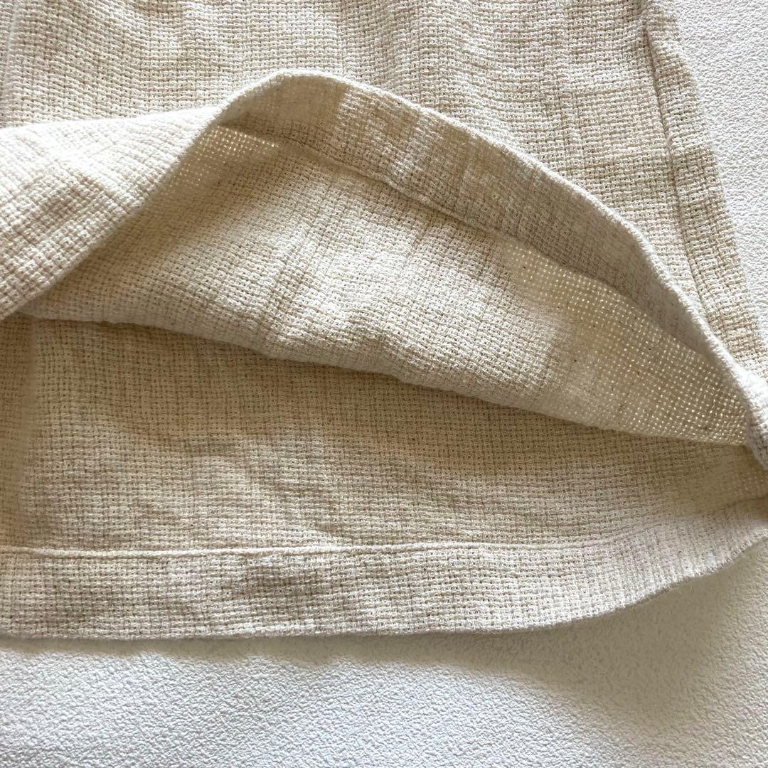 美品 かぐれ コットンリネン ギャザースリーブチュニック ナチュラル