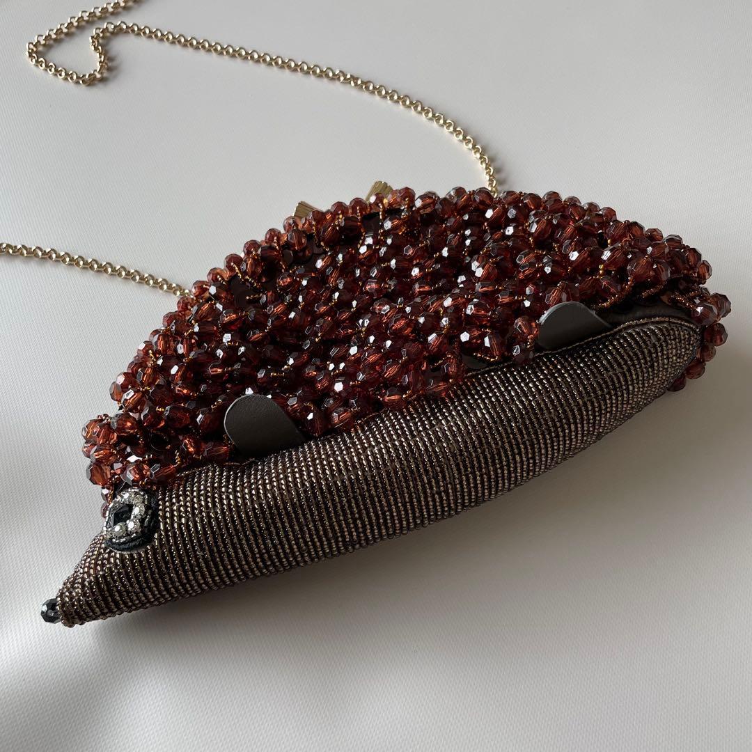 アニヤハインドマーチ ビーズパーティーバッグ　ハリネズミ