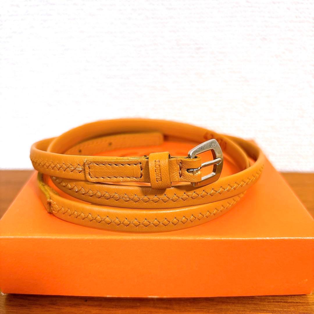 箱付き 美品 LOEWE ロエベ モネデロフランジ レザーベルト イタリア製