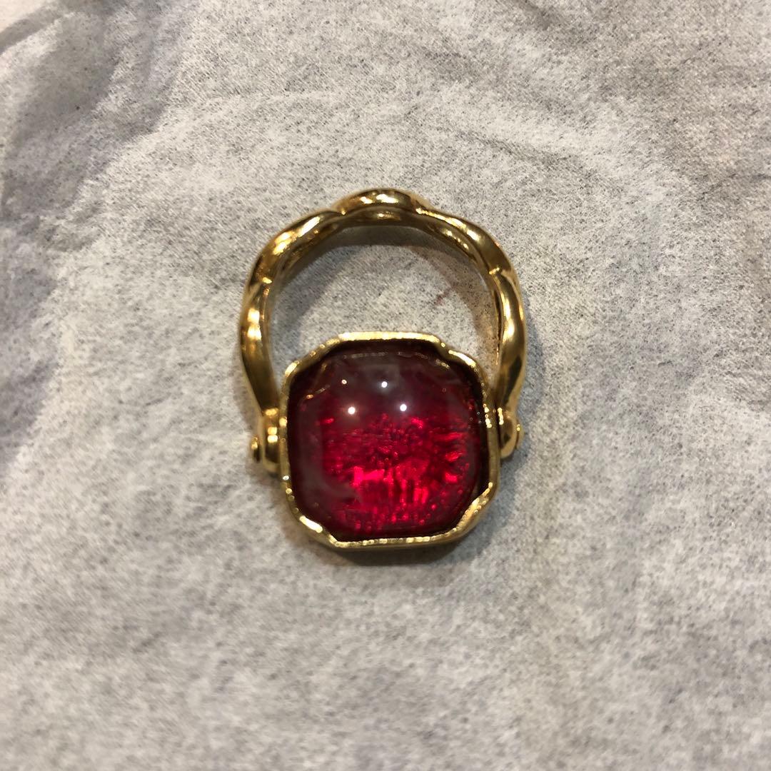 Goossens Paris 赤い石の装飾的な金属リング