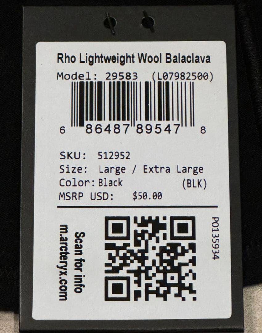 帽子 ARCTERYX Rho Lightweight Wool Balaclava