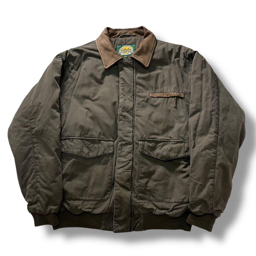 90s Cabela's カベラス 中綿 ワークジャケット レザー襟 古着