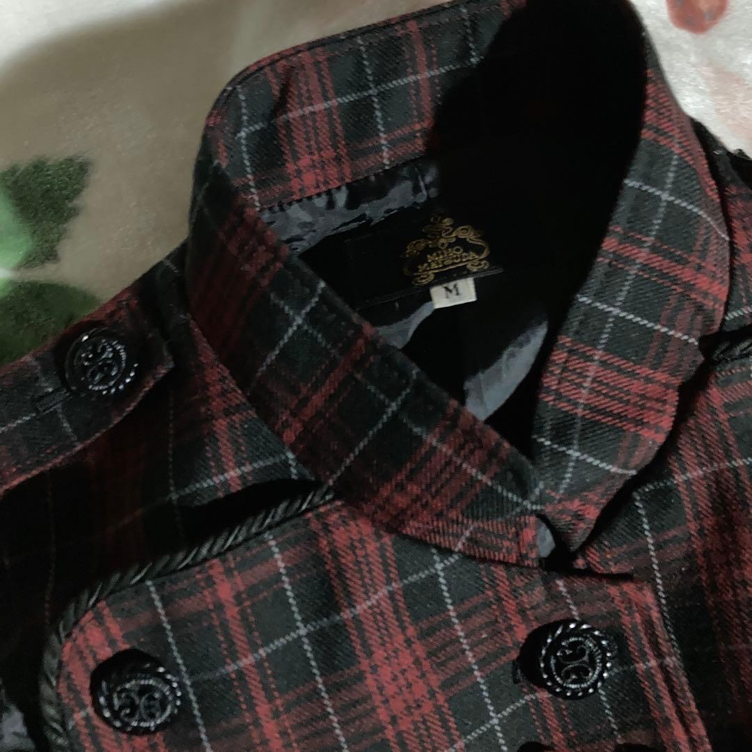 MIHO MATSDA赤と黒のチェック柄ダブルブレストベスト