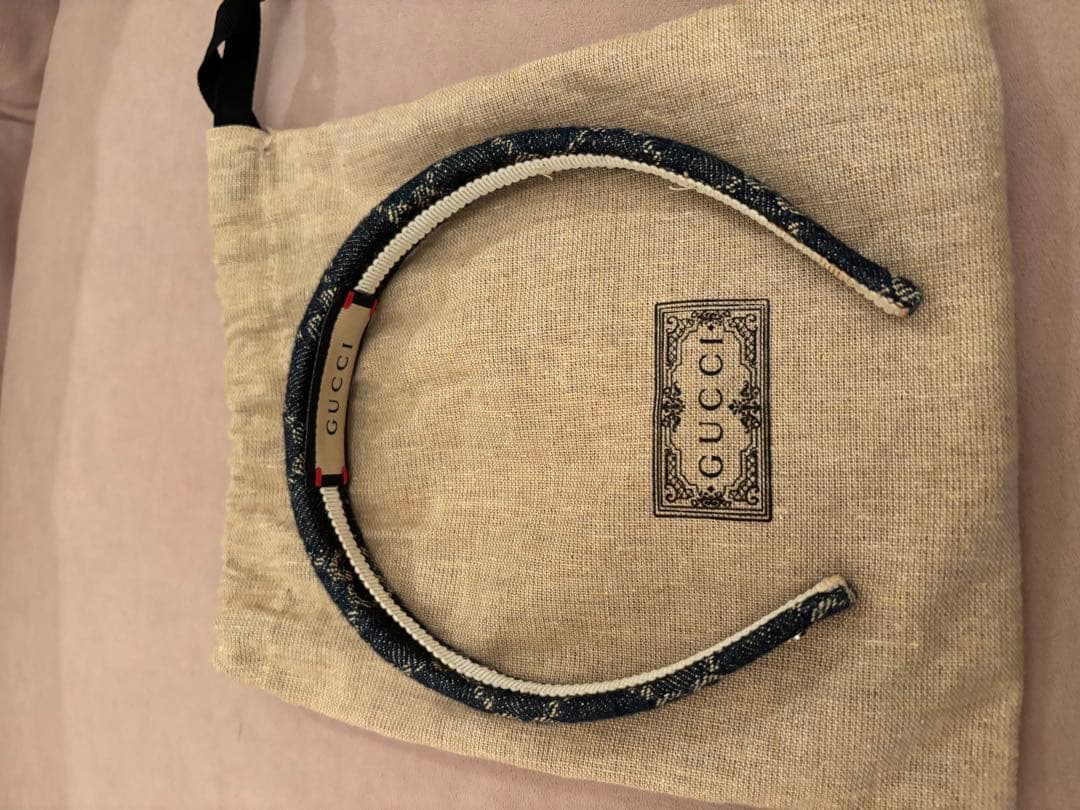 美品　グッチ　GUCCI　カチューシャ　ヘアバンド　デニム　gg柄