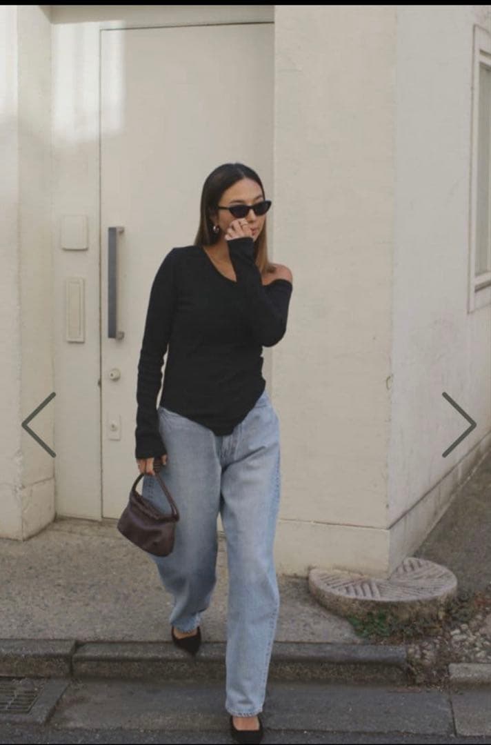 room306ワンショルダーリブボディスーツ