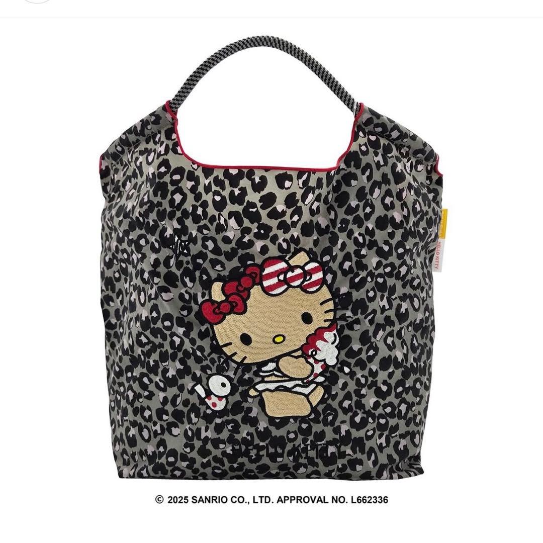 ボールアンドチェーン　キティ　日焼け　レオパード　グレー　エコバッグ　M サイズ