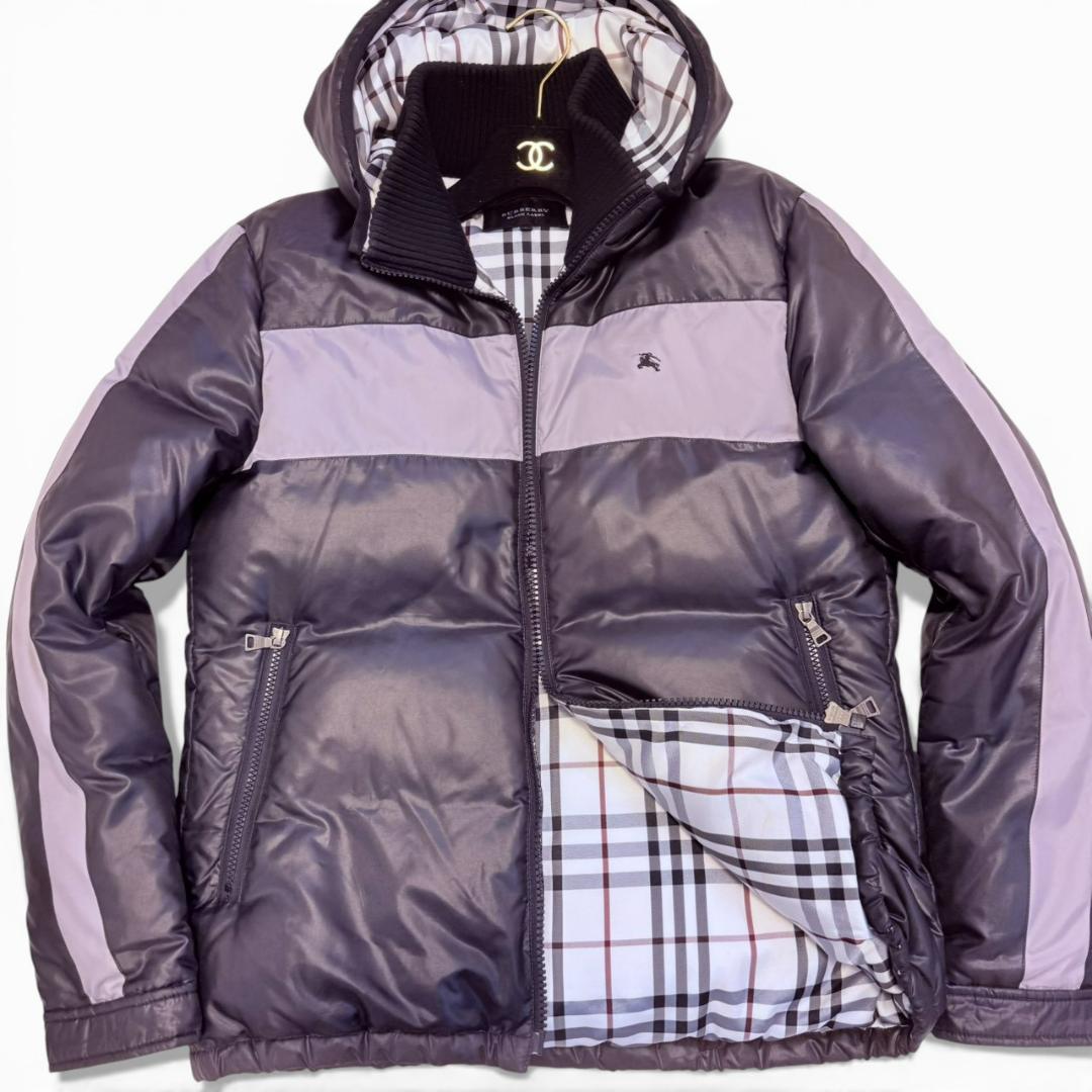バーバリーブラックレーベル ダウンジャケット 大きいサイズ L ホースロゴ刺繍