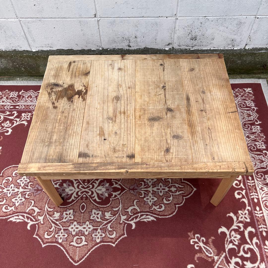 古家具 木製無垢材◾️古材天板 折り畳みテーブル コーヒーテーブル サイドテーブル