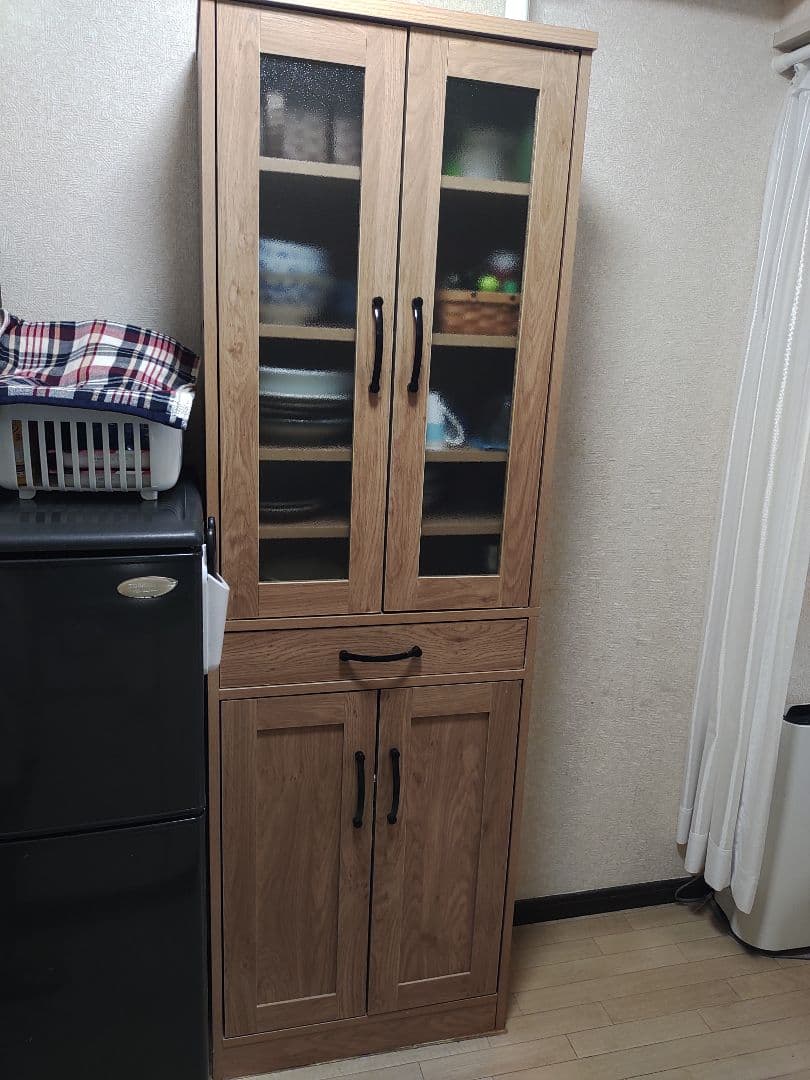 ※えこ様用　木目調 食器棚 ガラス扉付き