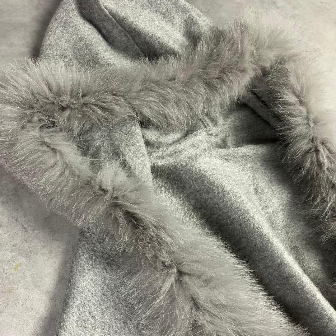 Diagram グレースコンチネンタル フード付きカシミヤファーストール グレー