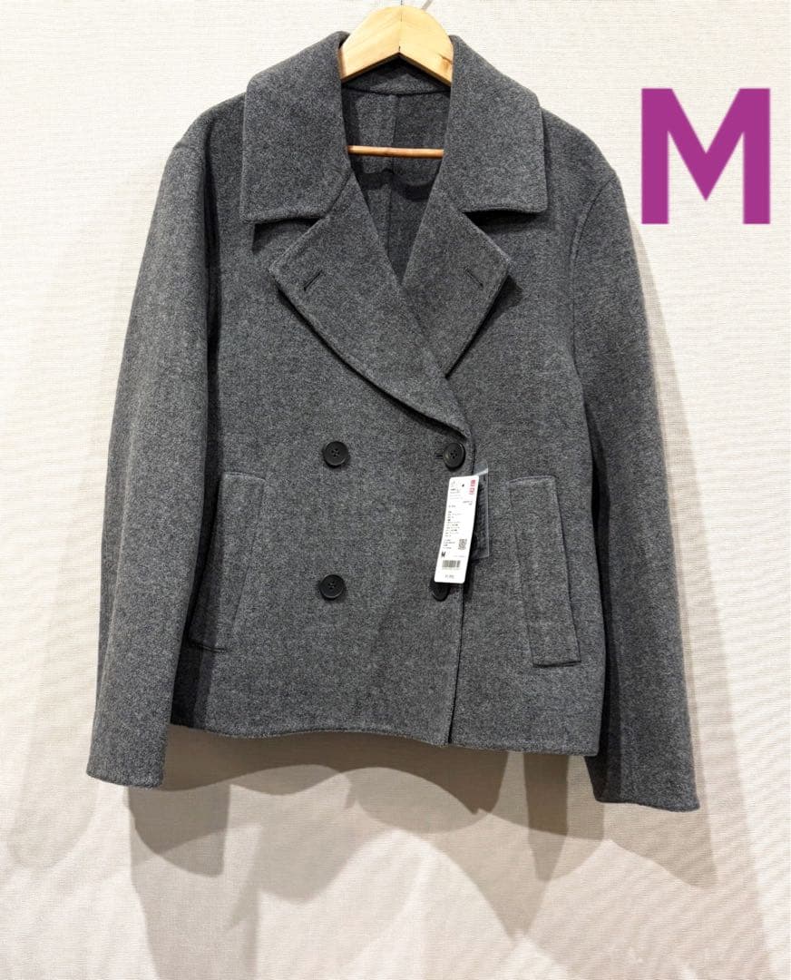 UNIQLOダブルフェイスショートコートリラックスフィットMサイズグレーユニクロ