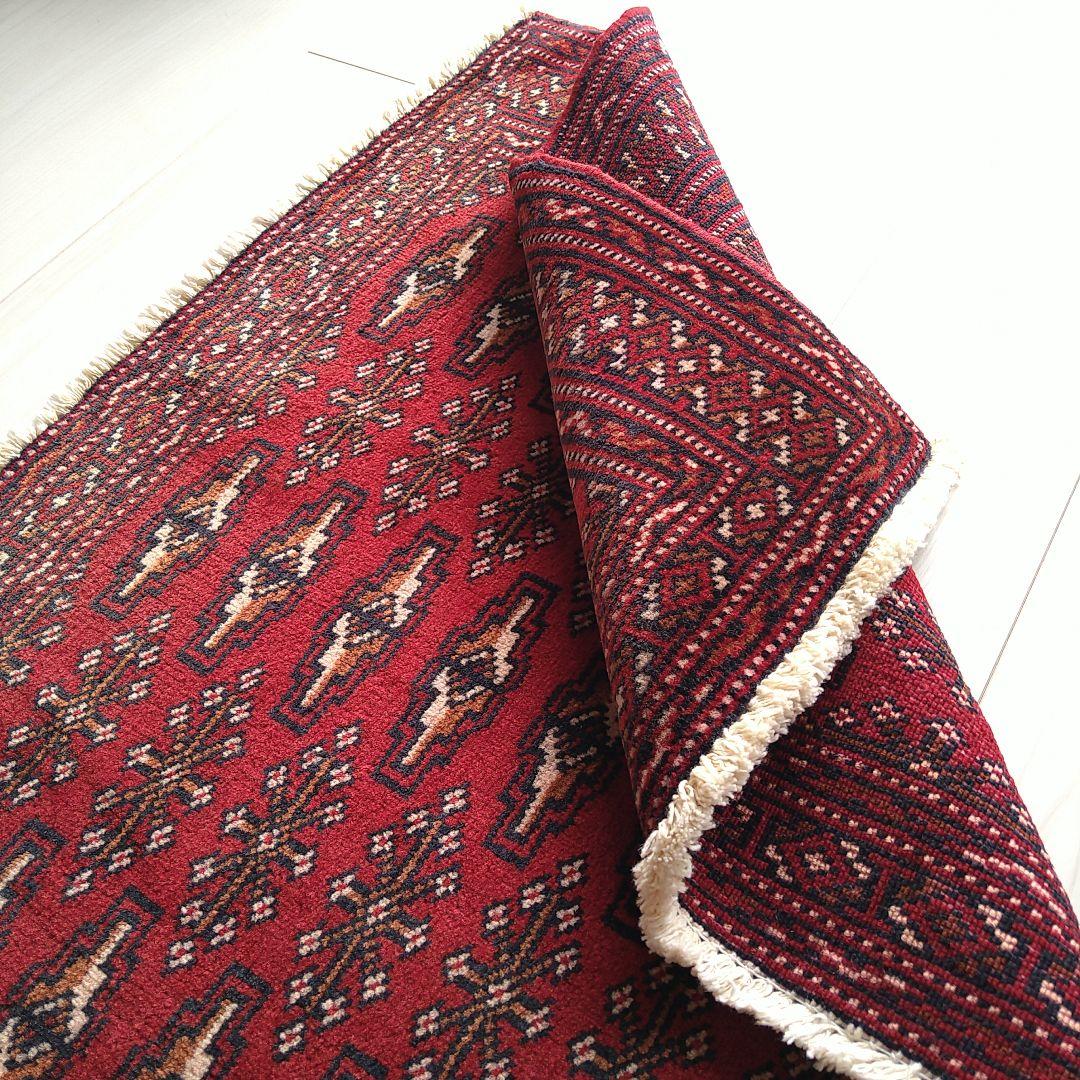 トルクメン ペルシャ絨毯 140×65cm 深みのある赤 オールドラグ