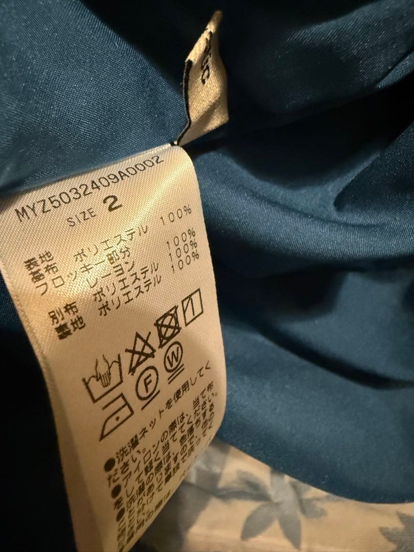 mystic ミスティック 森川企画 花柄ベロアワンピース ブルー サイズ2