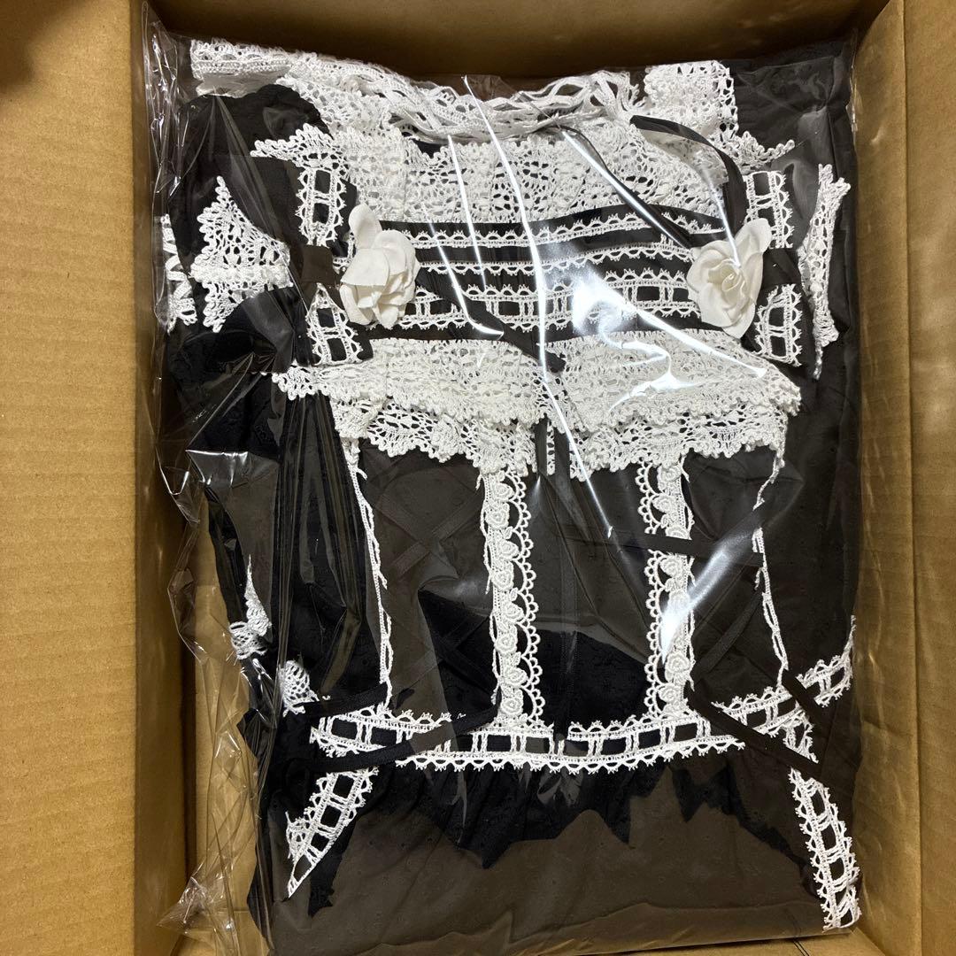 BABY はわせドールワンピース 黒白 ヘッドドレスセット