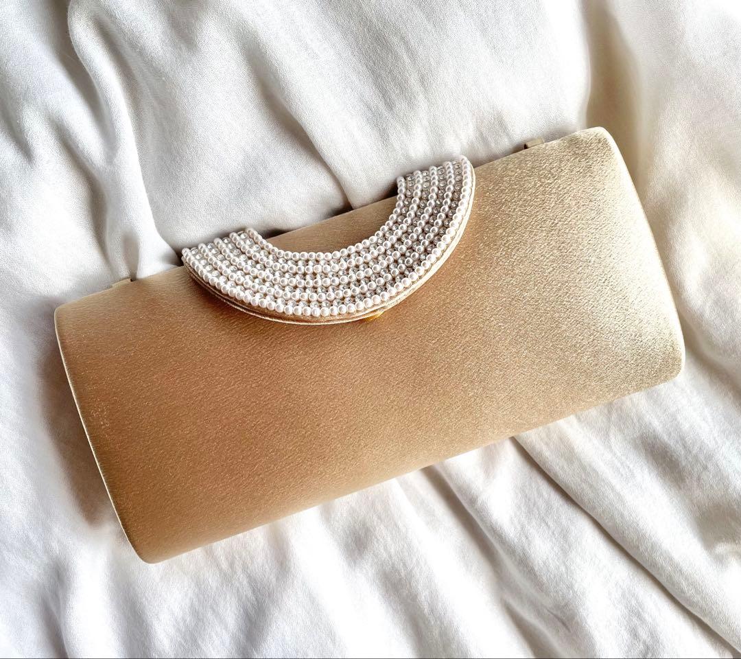 ◉一部金具以外美品◉ 東京ソワール 2wayベージュパーティーバッグ