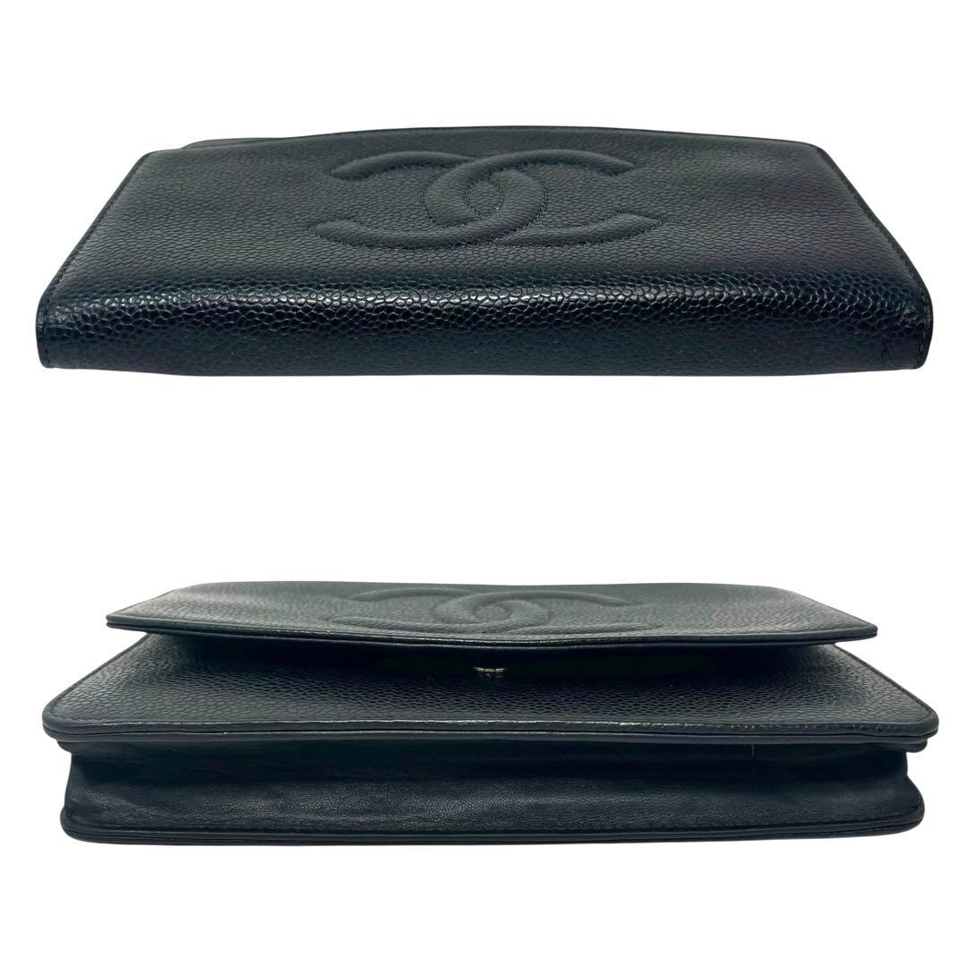 CHANEL シャネル キャビアスキン デカココ チェーンウォレット 長財布