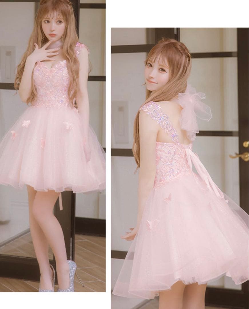 LaLaTule Tika ピンク フリルドレス S バースデードレス