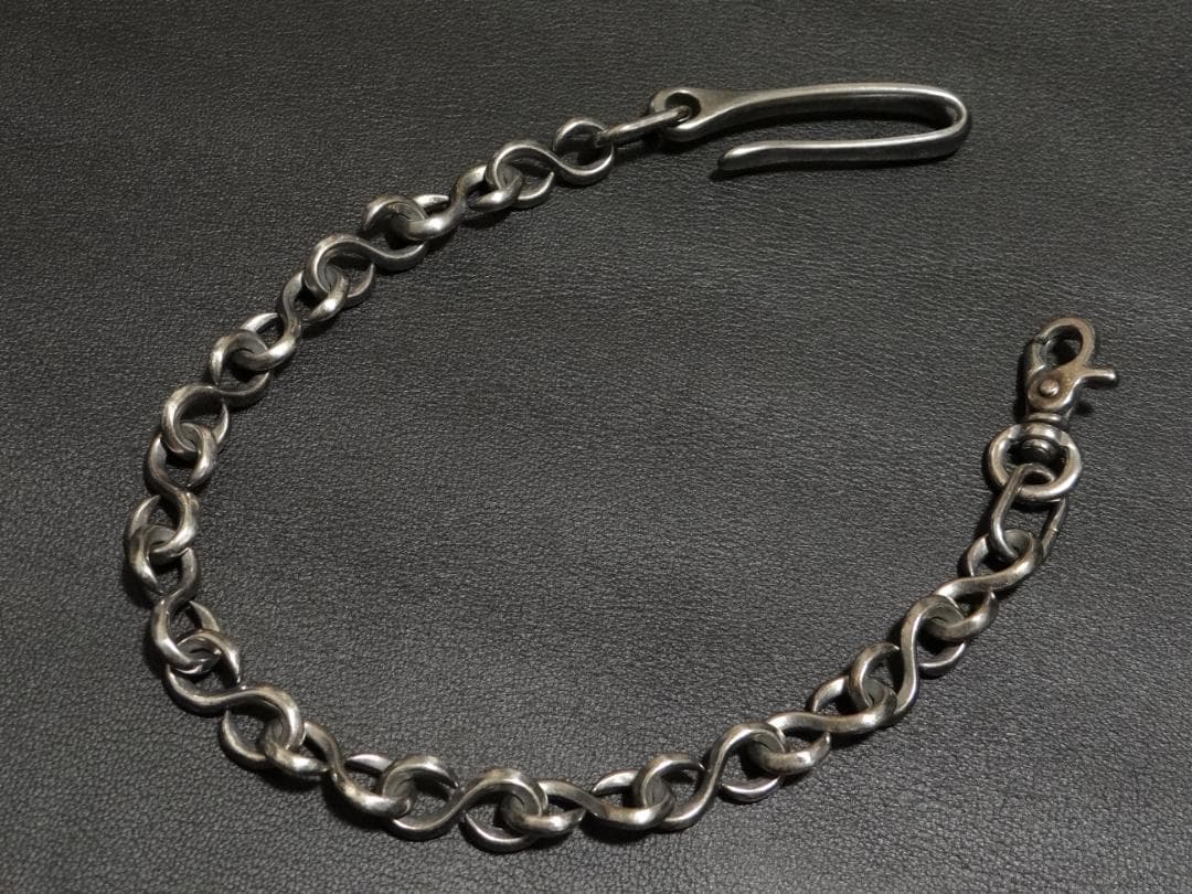 タクヤ　純銀メッキ燻し磨き仕上げウォレットチェーン(S字カン鋳物L51)