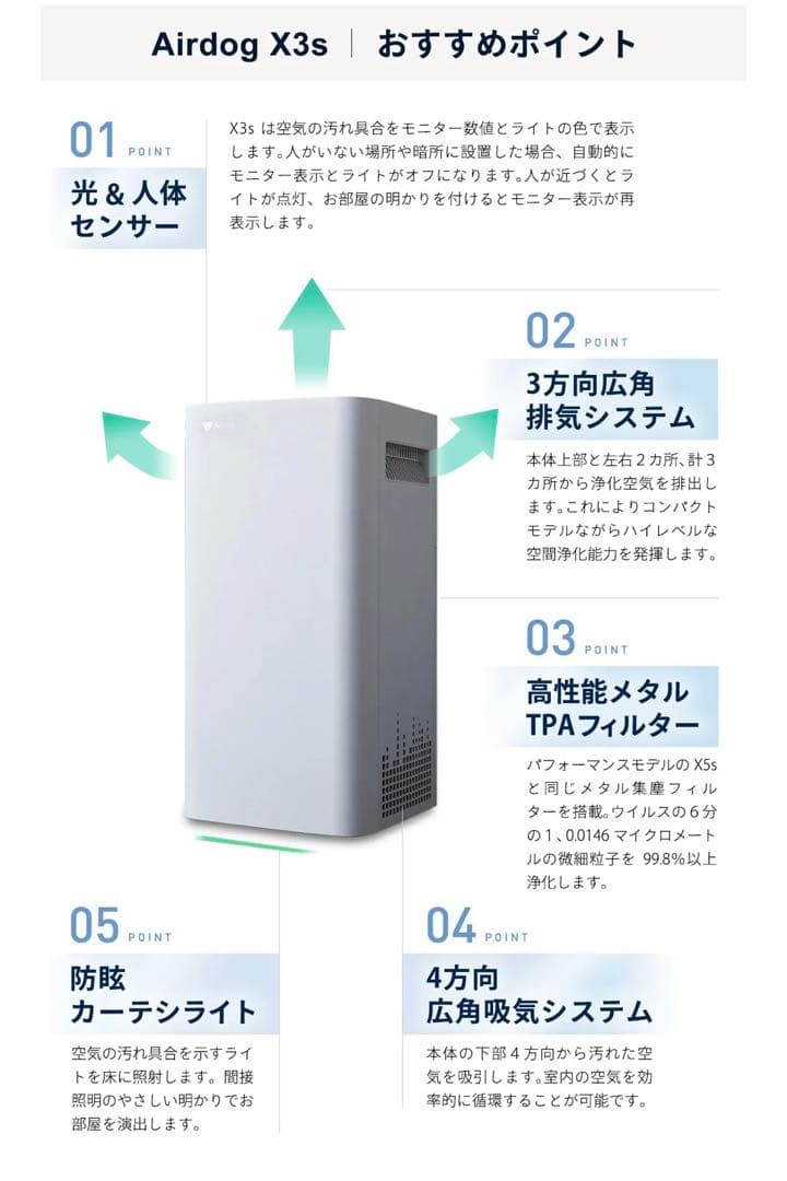 最終価格⭐️正規メーカー動作確認済⭐️Airdog X3s　空気清浄機　21年製