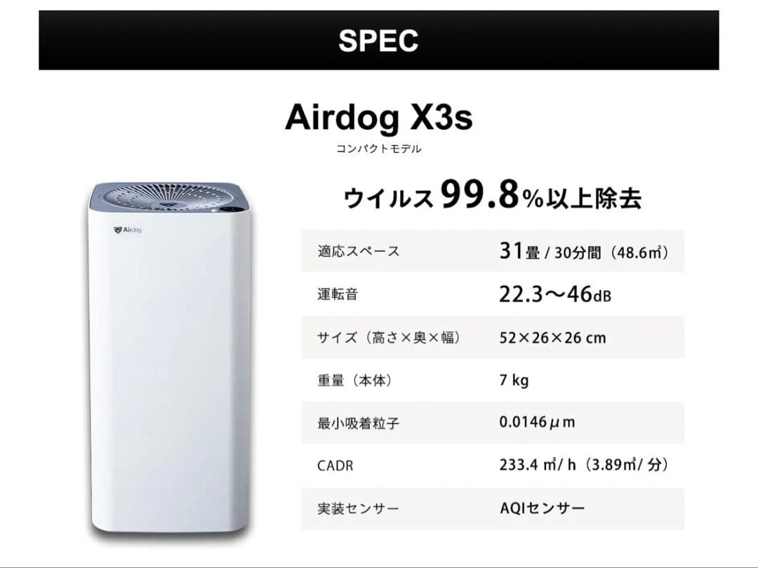 最終価格⭐️正規メーカー動作確認済⭐️Airdog X3s　空気清浄機　21年製