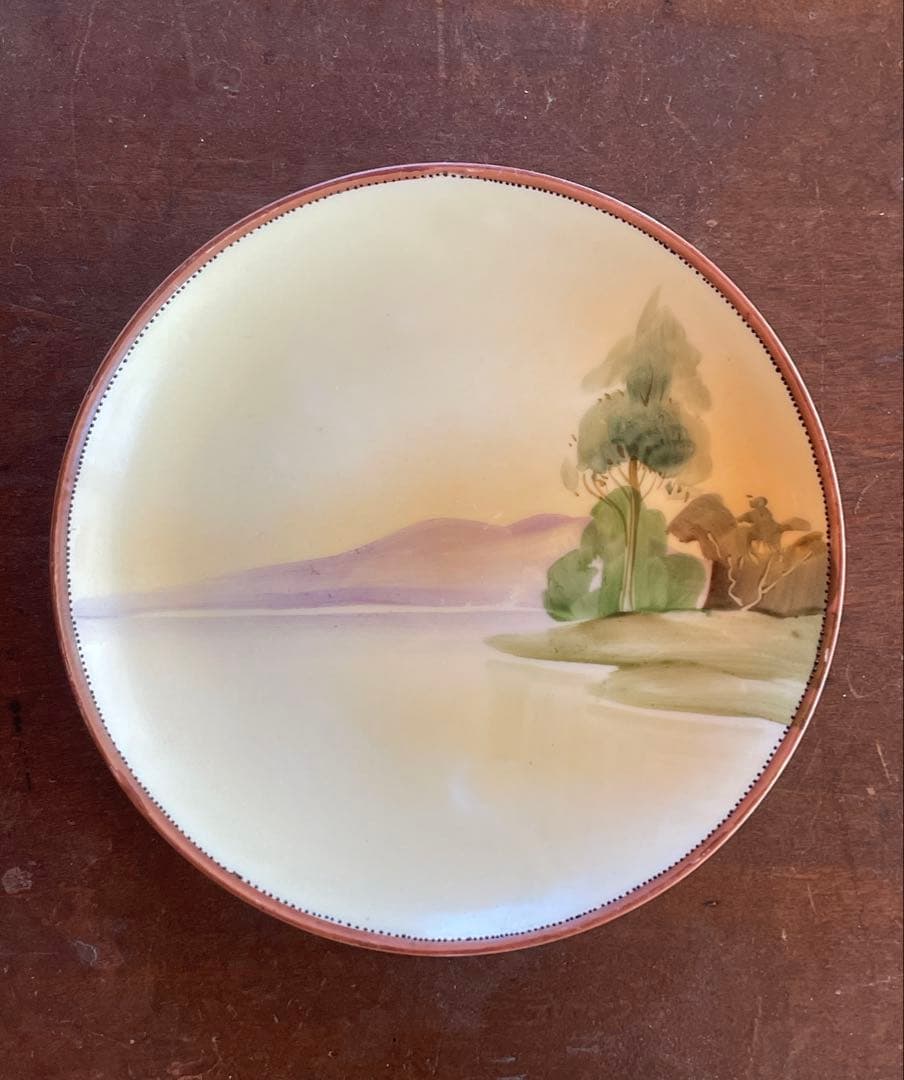 オールドノリタケ　カップ＆ソーサー　水辺の風景　明治期