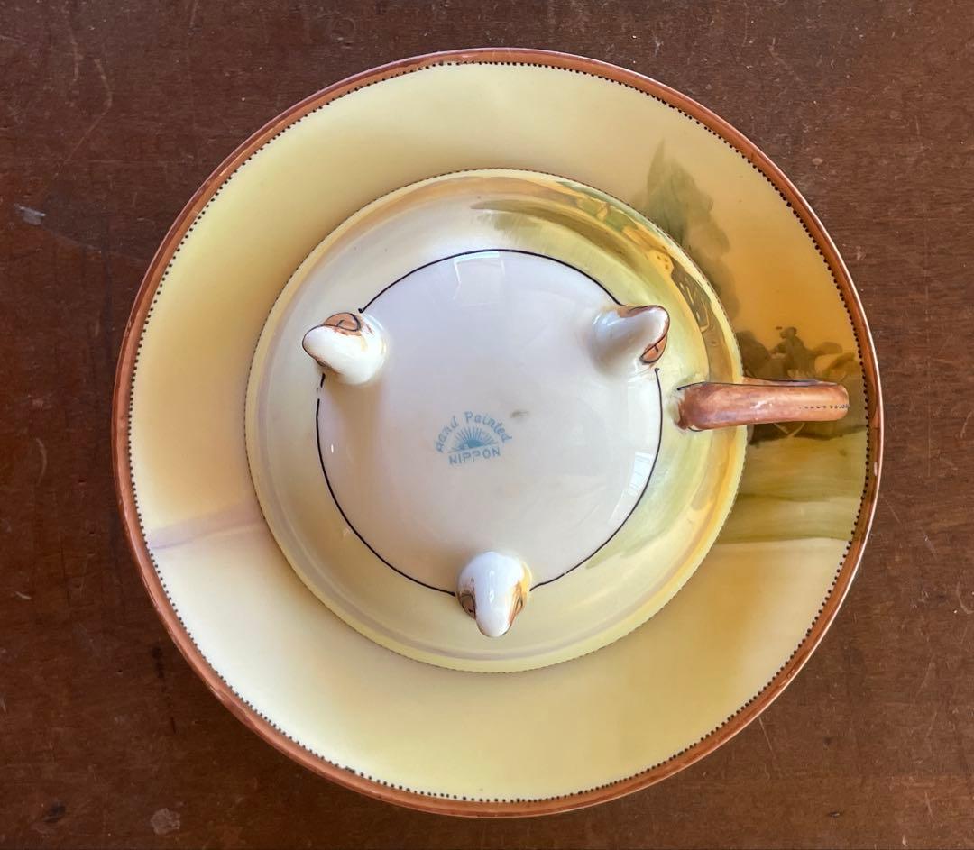 オールドノリタケ　カップ＆ソーサー　水辺の風景　明治期