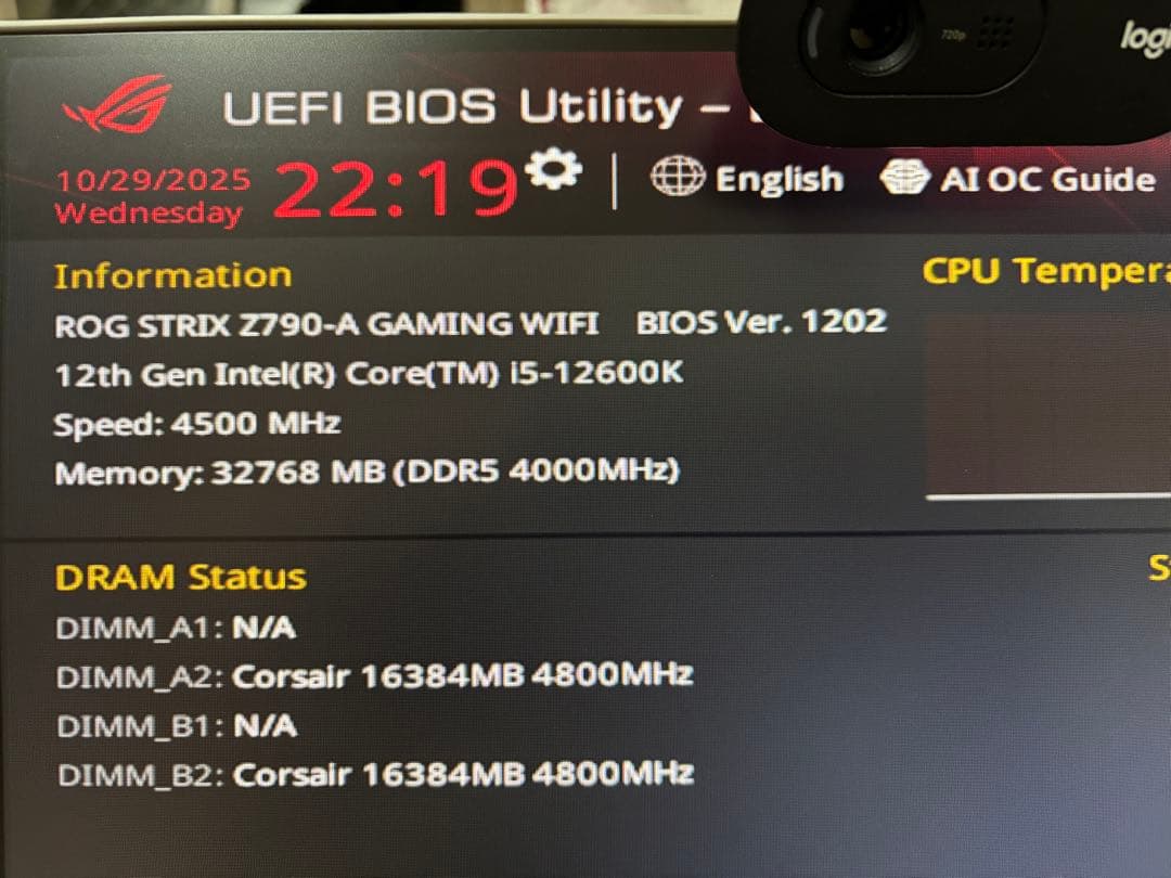 マザーボード Z790-A WIFI+i5 12600k+DDR5 32GB 6000Mhz