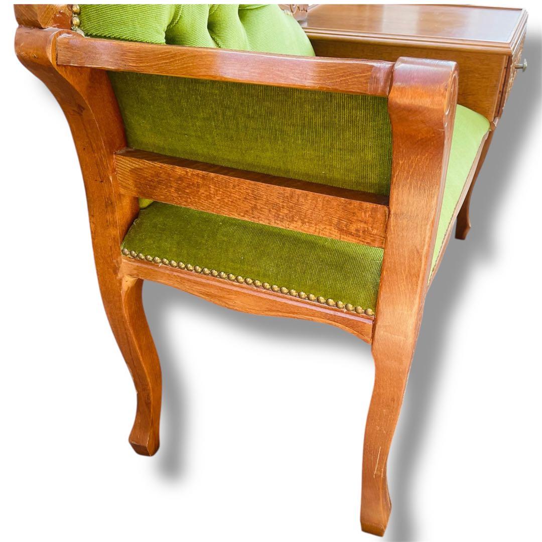 希少色・猫脚✨豪華アンティーク テレフォンベンチ✨ グリーン 英国調 飾り台