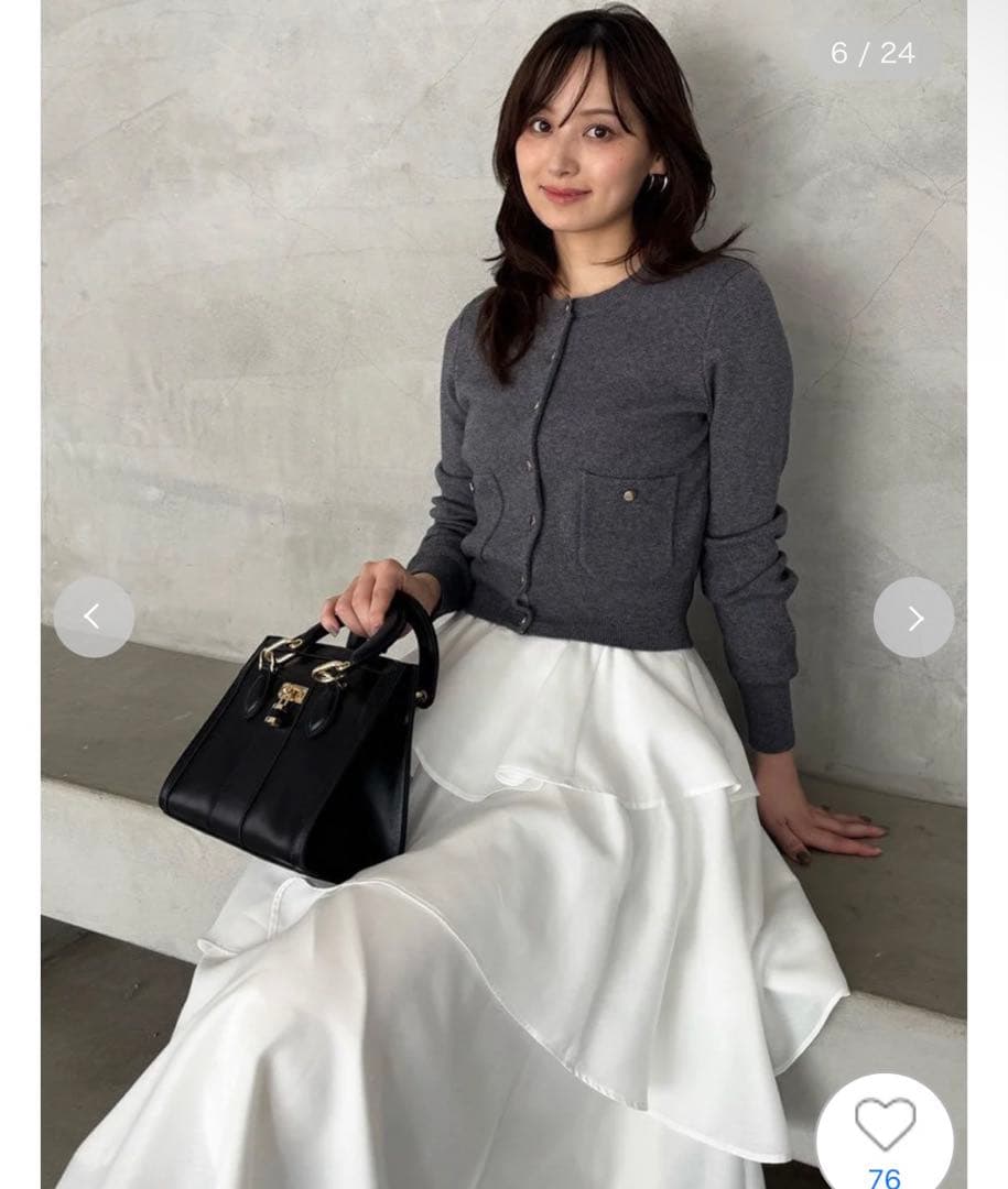 SNIDEL Sustainableニットカーデ×ティアードスカートセット