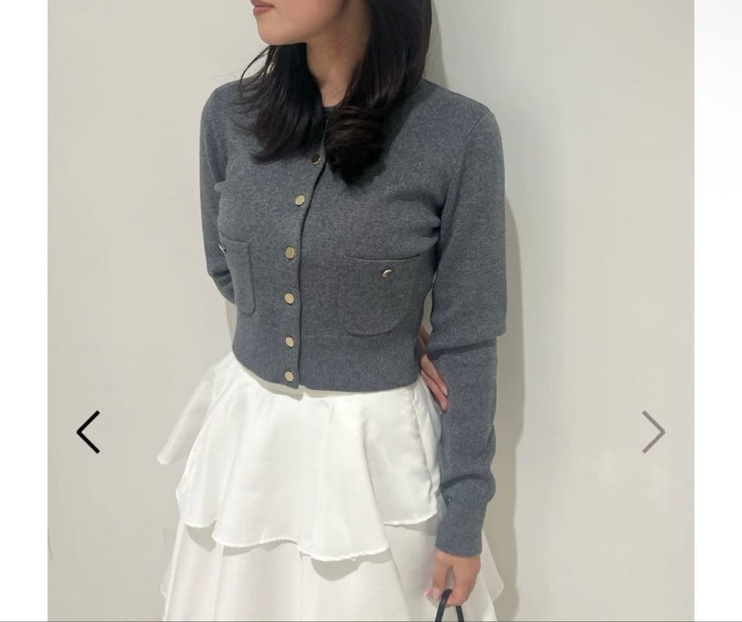 SNIDEL Sustainableニットカーデ×ティアードスカートセット