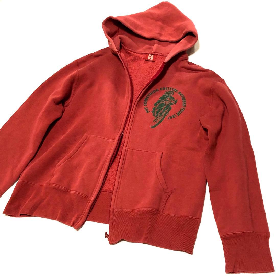 ヒステリックグラマー 初期ヒス Y2Kジップアップパーカー スウェット赤 裏起毛