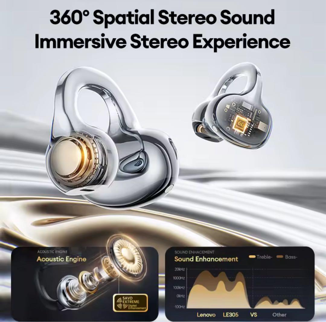 イヤホン Lenovo Ear-Clip Headphones Bluetooth 6.0