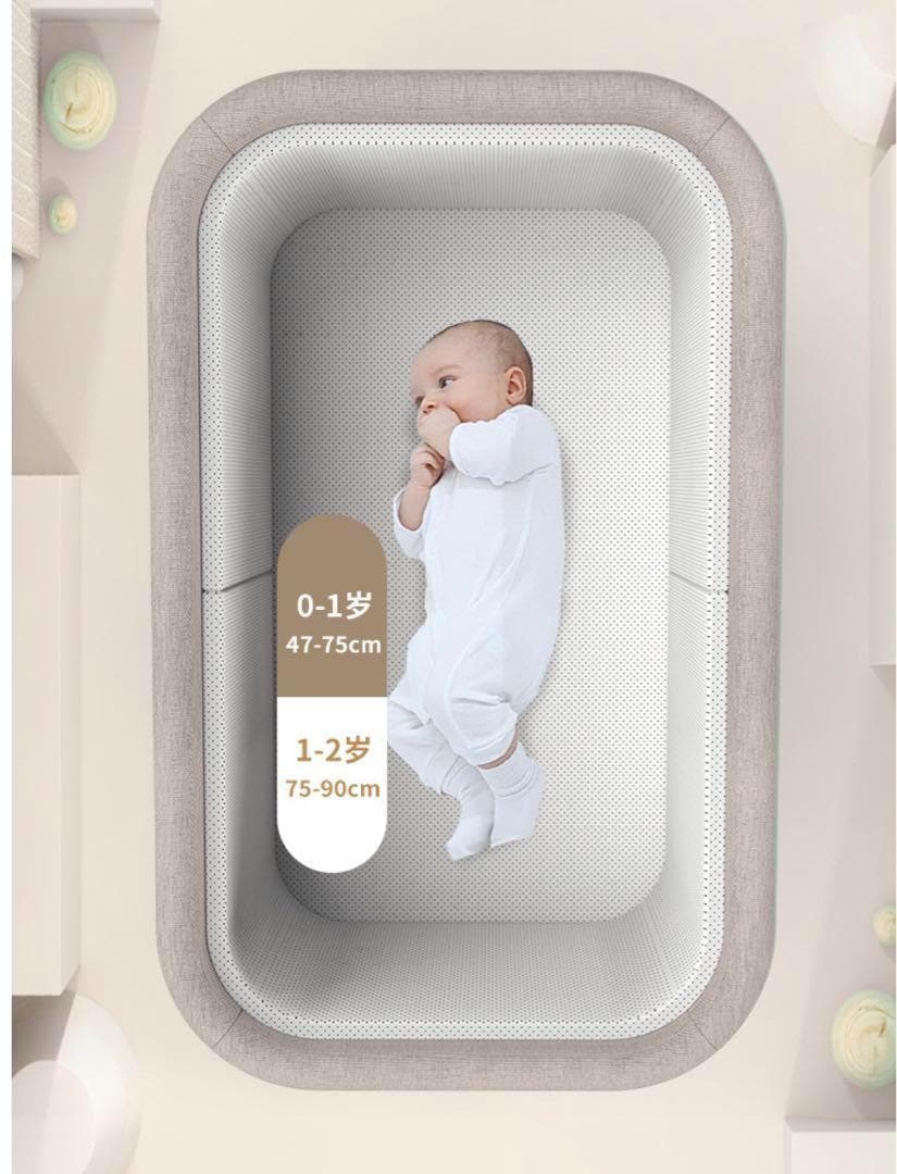 ベビーベッド　キャスター付き 折りたたみ 収納付き ゆりかご 組立　簡単