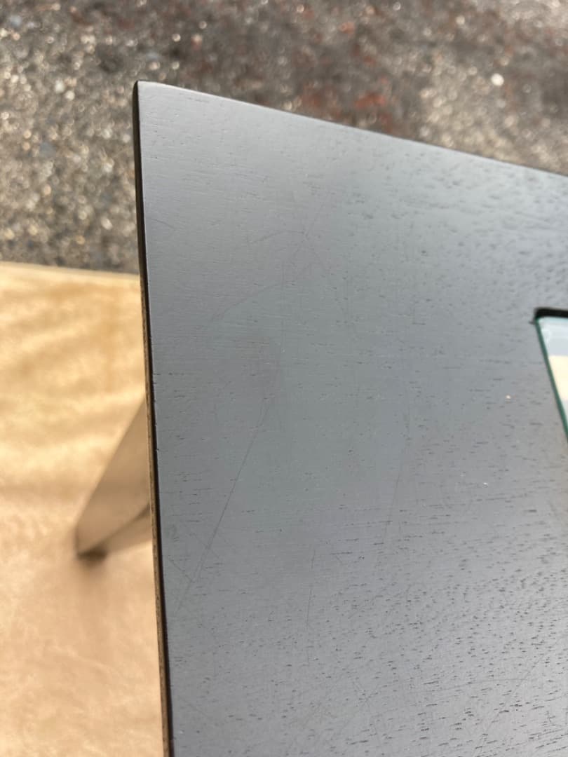 特価❗️大塚家具　木製リビングテーブルガラス天板　モダン黒ローテーブル 引き出し