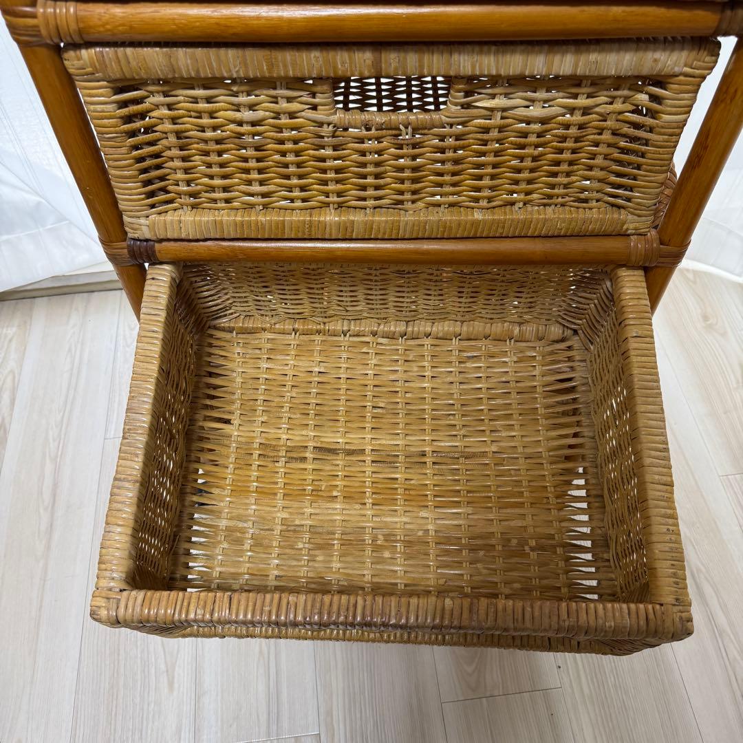 籐 ラタン チェスト キャスター付き ４段 アンティーク レトロ　おしゃれ