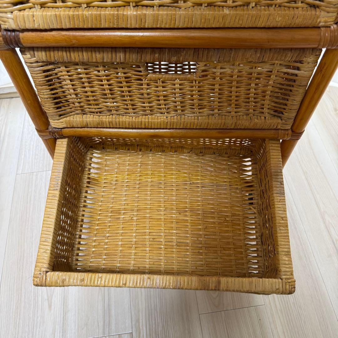 籐 ラタン チェスト キャスター付き ４段 アンティーク レトロ　おしゃれ