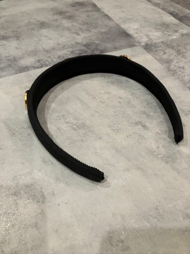 ビンテージ CELINE ブラックカチューシャ ゴールドサークルロゴ