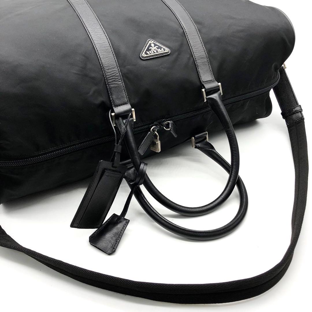 ✨美品✨プラダ ボストンバッグ 2way 三角ロゴ カデナ 大容量 ナイロン 黒