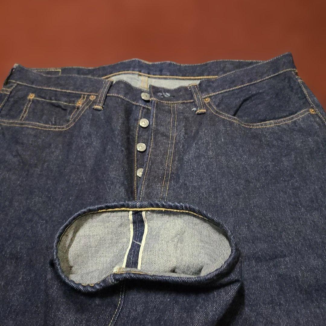 濃紺美品ドゥニームウエアハウスw36紙パッチボタンフライチェーンステッチ