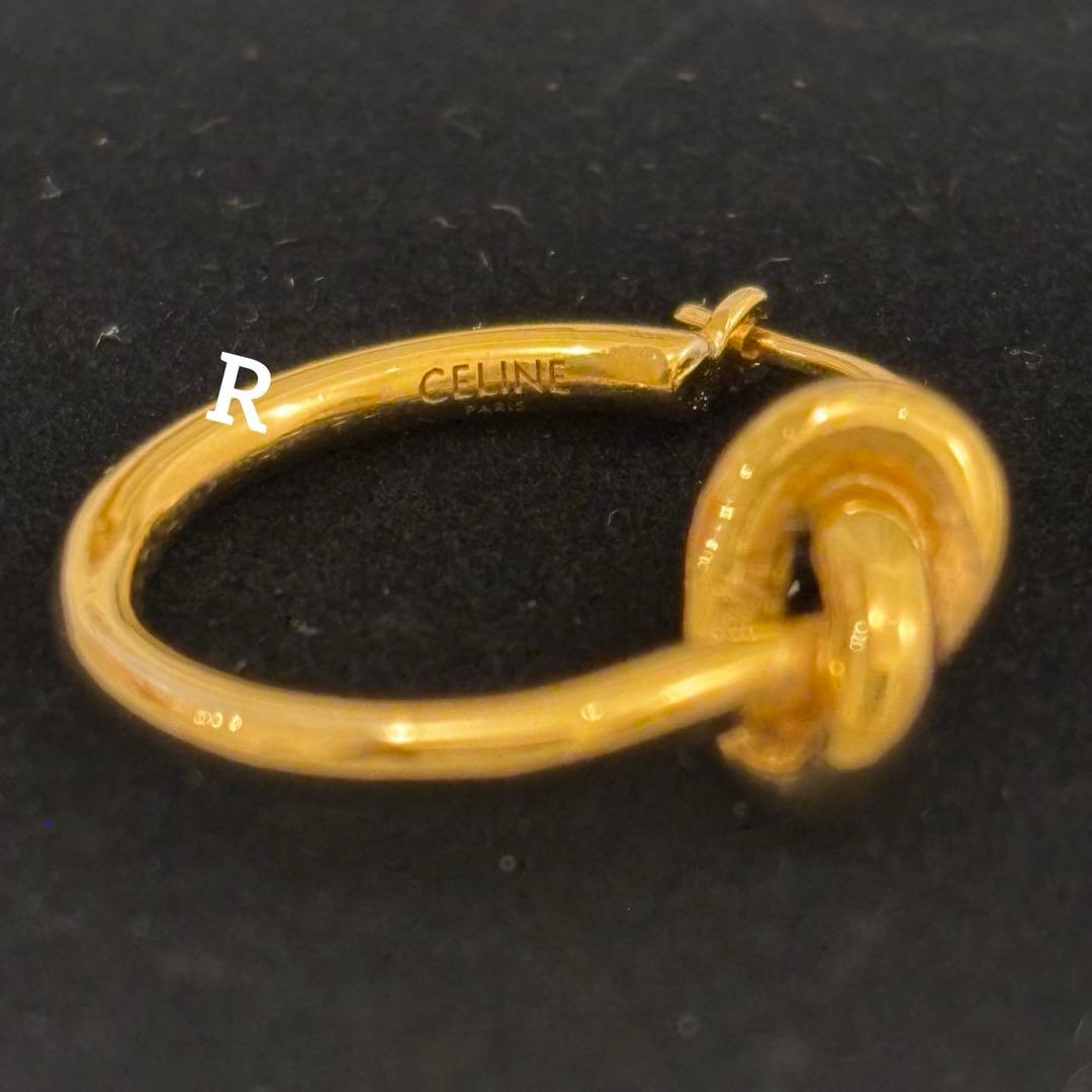 限定値下げ【片耳のみ】CELINE ノットフープ ピアス　ゴールド
