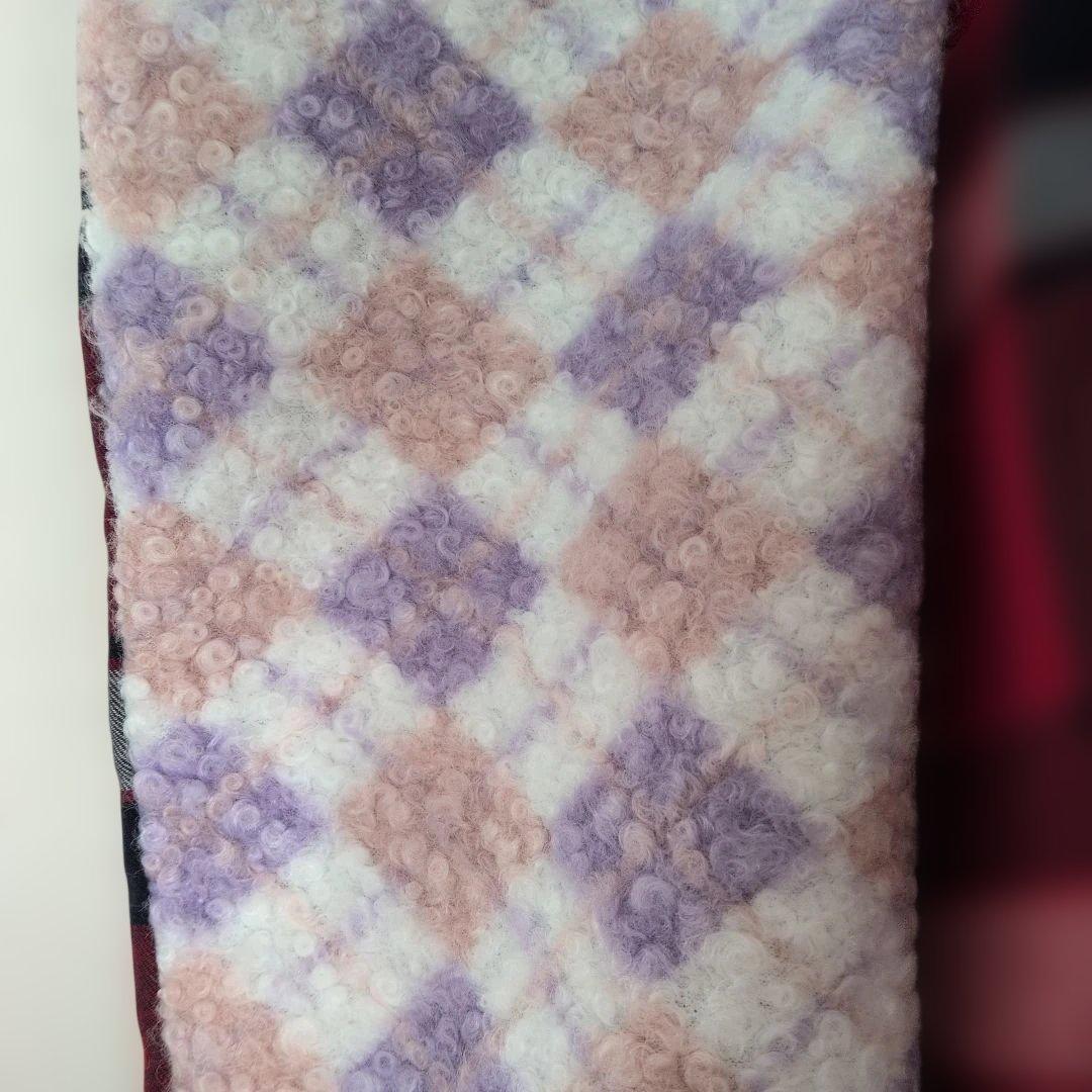 ハンドメイド　裏起毛の暖かロングワンピース＆フード付マフラー