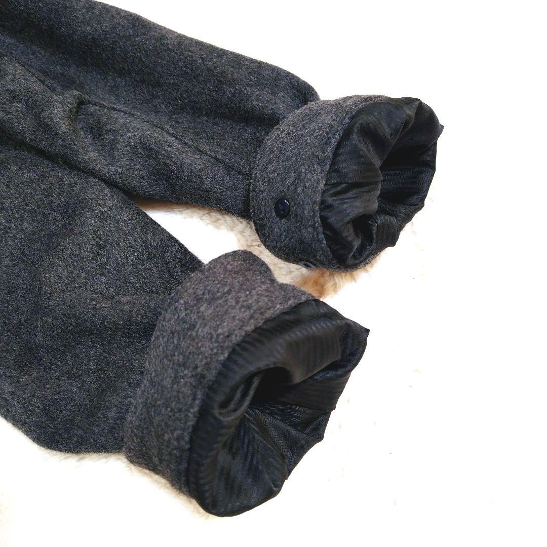 ジョンブル カシミヤ混 ウール モッズコート ラクーンファー グレー フード着脱