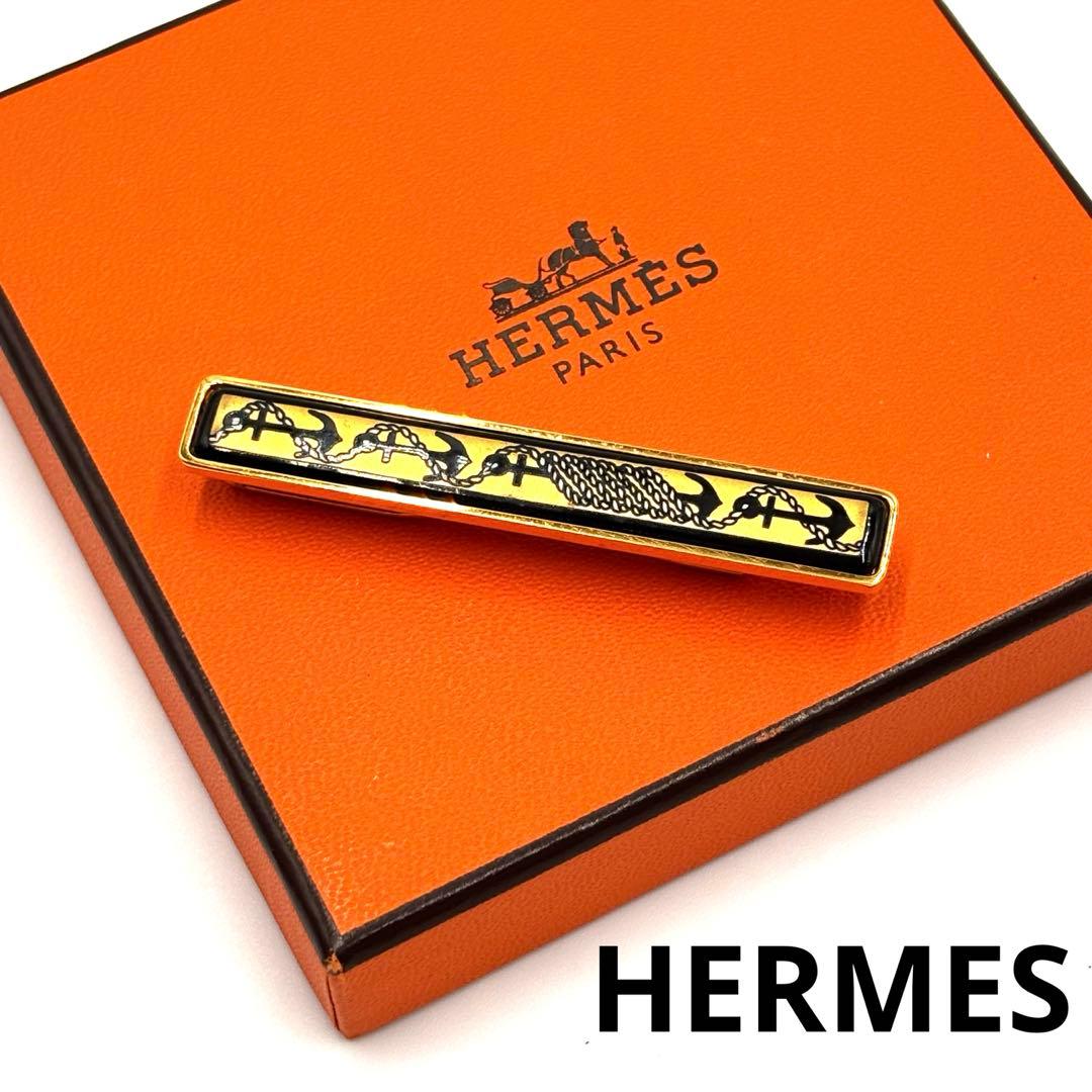 美品 希少 HERMES エルメス ネクタイピン エマイユ ゴールド ブラック