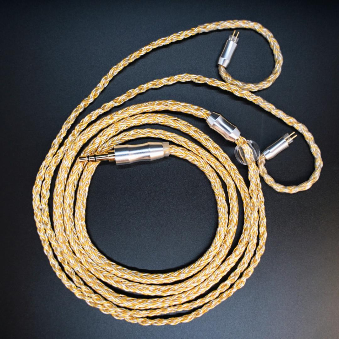 【1点のみ】16芯 超希少 銀線＆金線撚り合わせ 0.78 2ピン/3.5mm